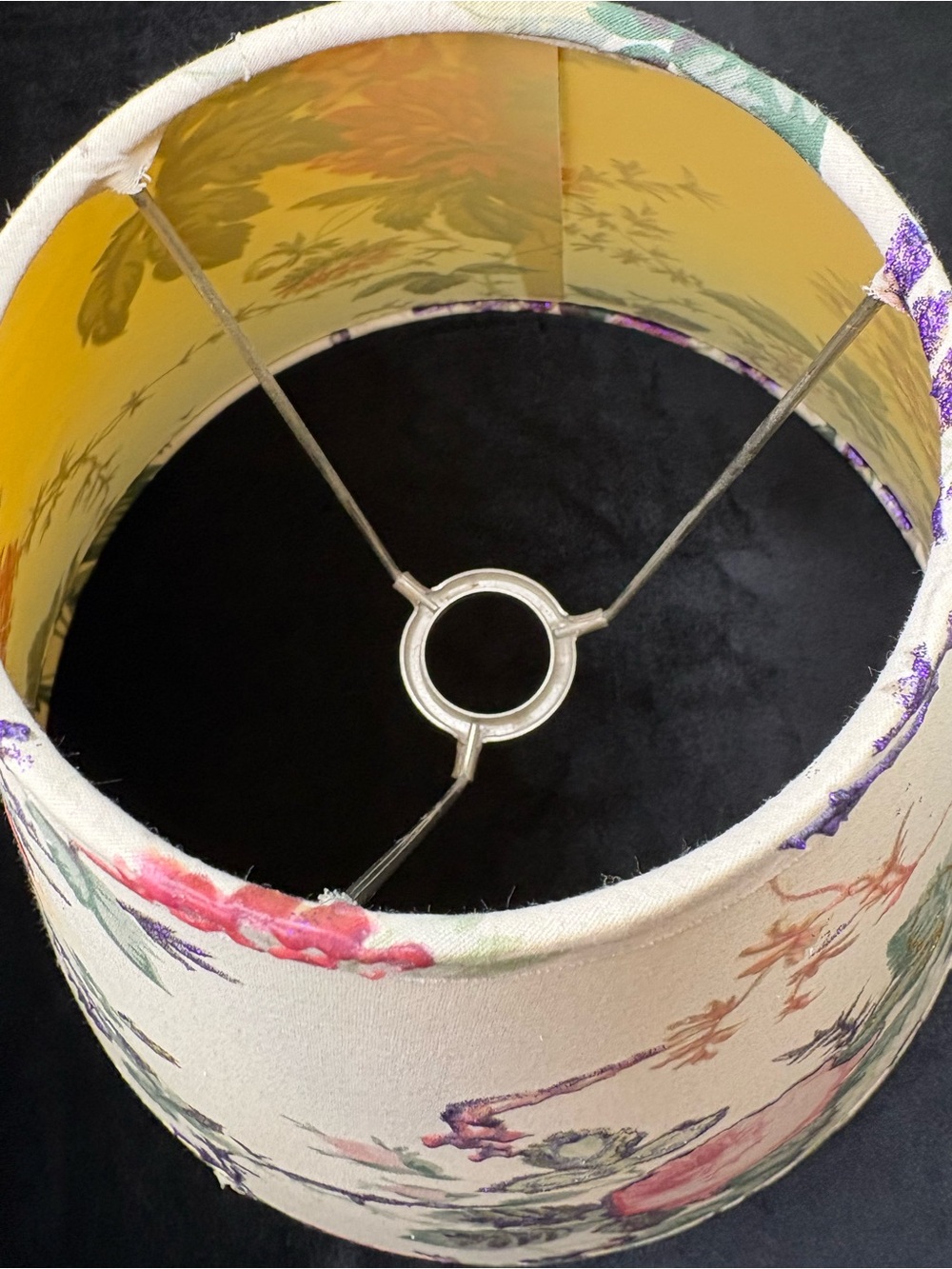 Handmade Floral Lampshade With White Fabric Base And Pink Rose Patterns - Picture 6 of 9